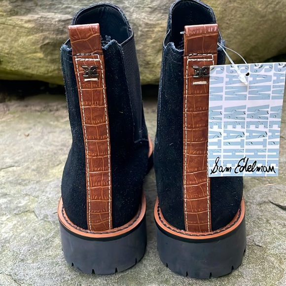 SAM EDELMAN BLACK SUEDE WATERPROOF SLIP ON ANKLE BOOTS - 9.5 - NWT ! - Picture 5 of 12